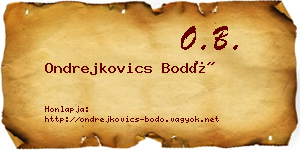 Ondrejkovics Bodó névjegykártya